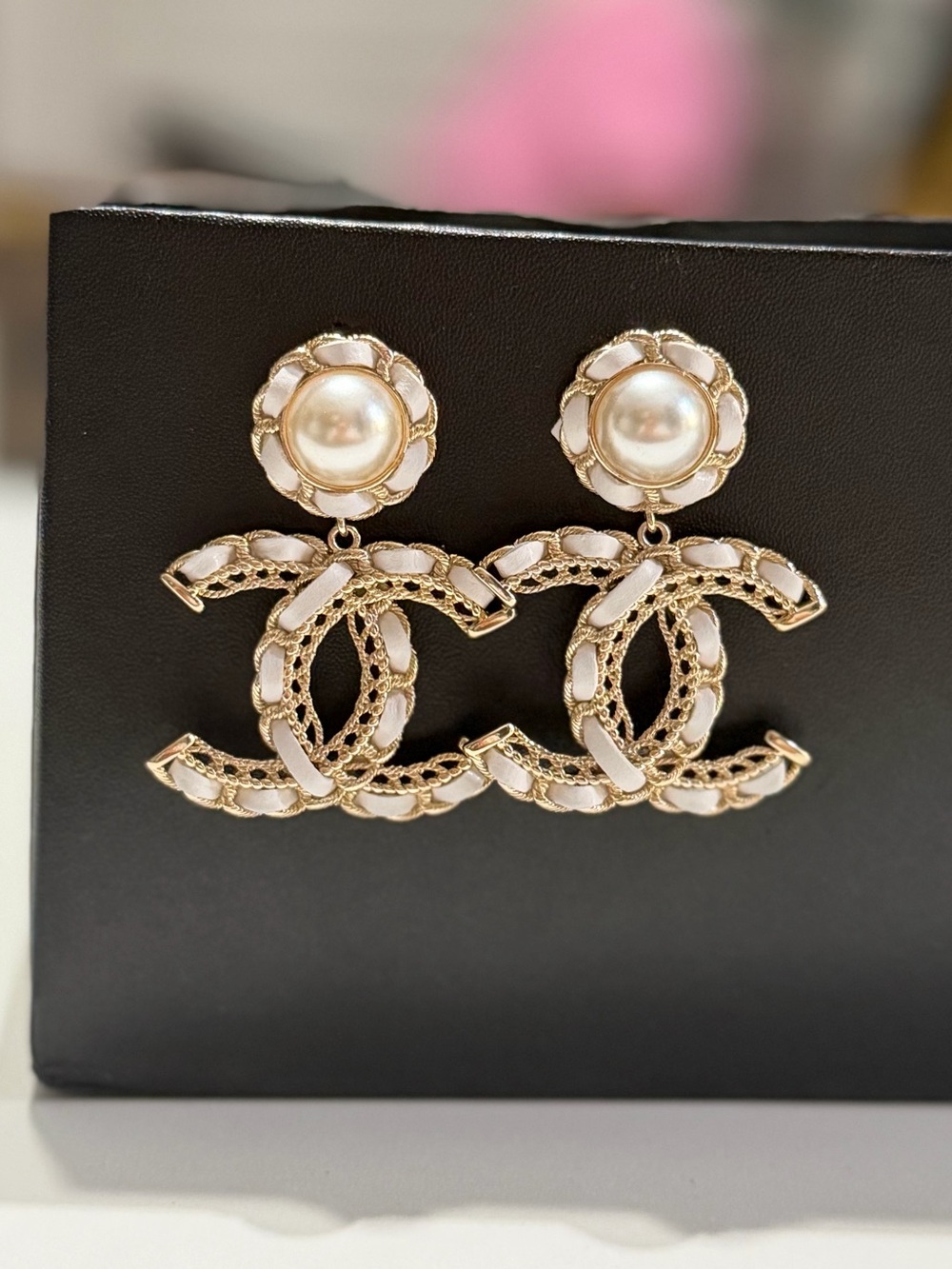 Chanel 2006 Gold and Pearl Double C Drop Earrings - Picture 8 of 9